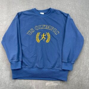 US Olympic Le Lis Mens Small Blue Sweatshirt‎ Graphic Embroidered Relaxed Fit